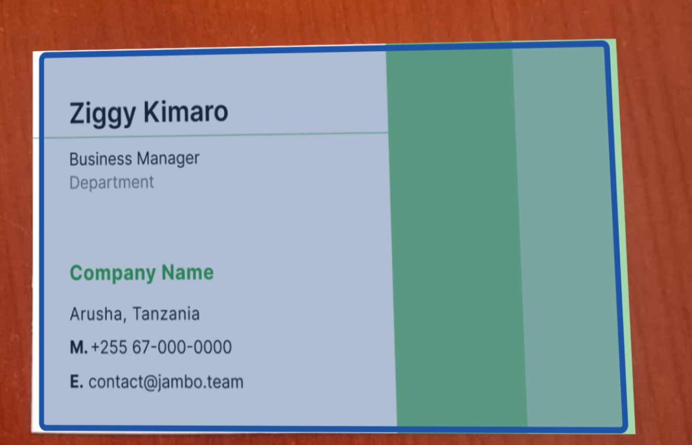 Scanned business card