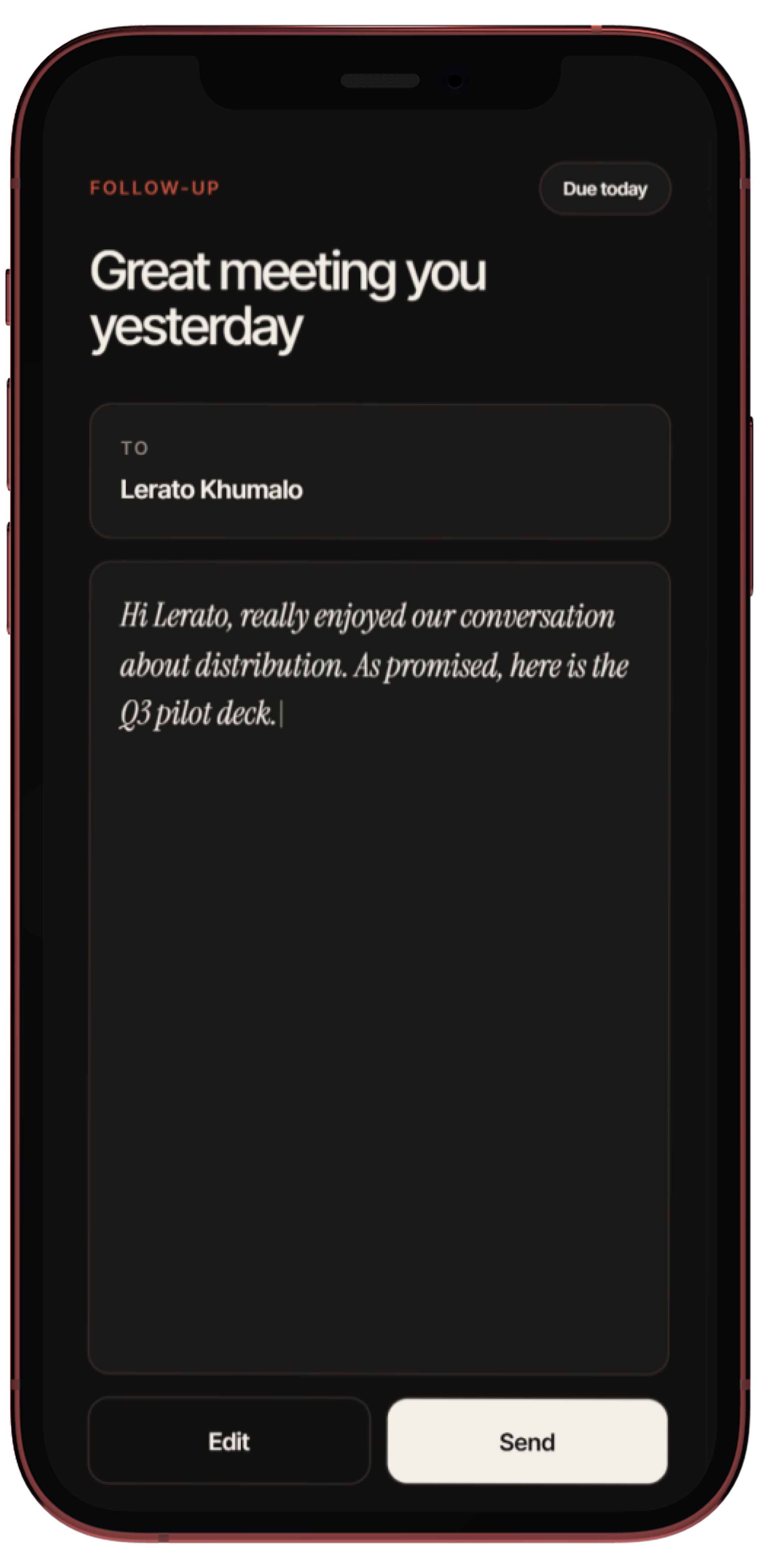 Follow-up screen