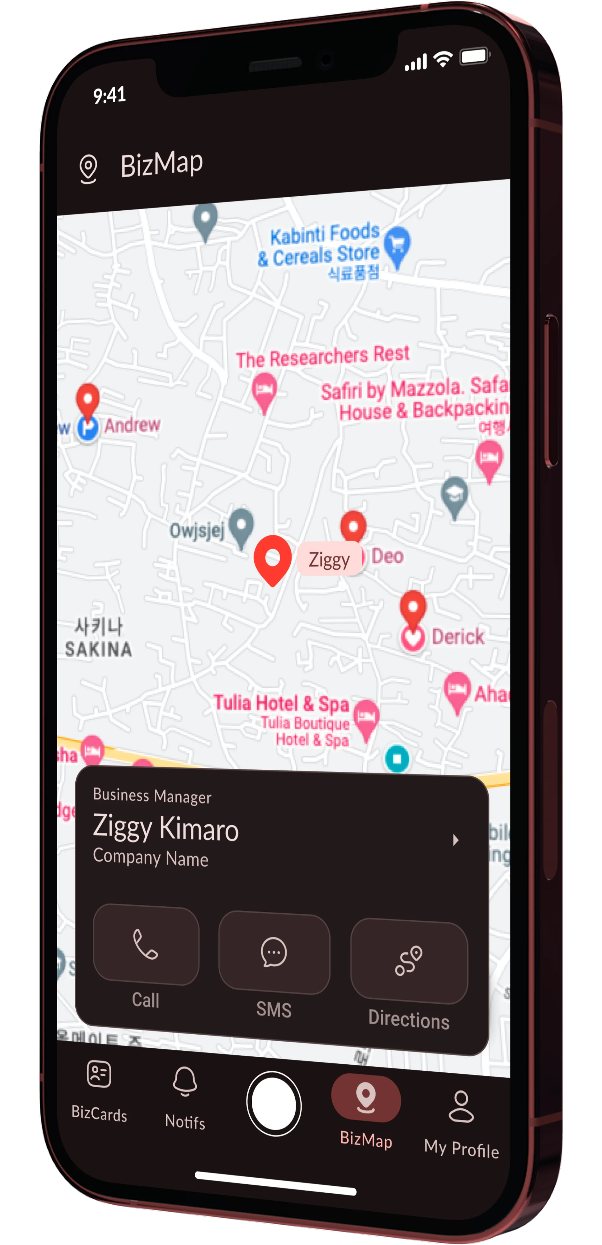 BizMap screen